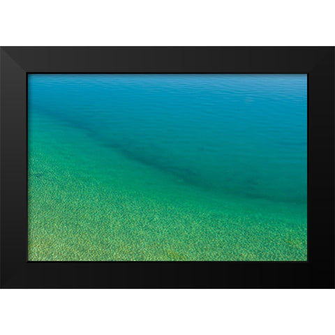 Sweden-Gotland Island-Labro-Bla Lagunen-Blue Lagoon-natural swimming area in former chalk quarry wi Black Modern Wood Framed Art Print by Bibikow, Walter