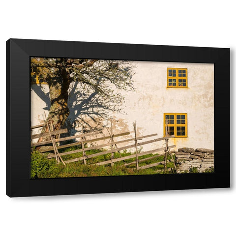 Sweden-Gotland Island-Fleringe-exterior farm Black Modern Wood Framed Art Print by Bibikow, Walter