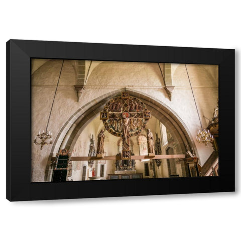 Sweden-Gotland Island-Oja-Oja church-crucifix Black Modern Wood Framed Art Print by Bibikow, Walter