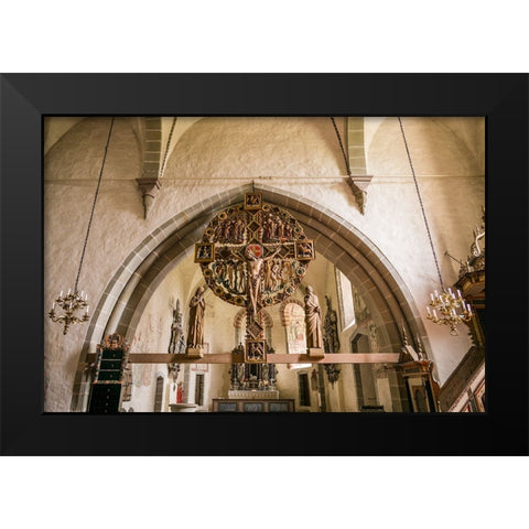 Sweden-Gotland Island-Oja-Oja church-crucifix Black Modern Wood Framed Art Print by Bibikow, Walter