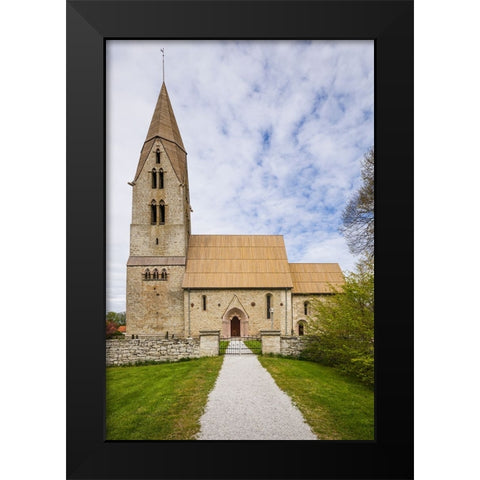 Sweden-Gotland Island-Oja-Oja church-exterior Black Modern Wood Framed Art Print by Bibikow, Walter