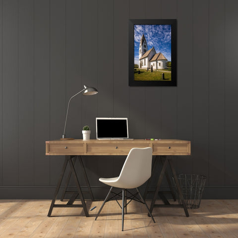 Sweden-Gotland Island-Stanga-Stanga church-exterior Black Modern Wood Framed Art Print by Bibikow, Walter