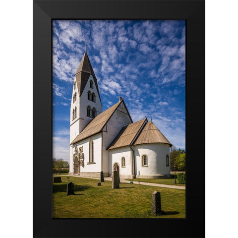 Sweden-Gotland Island-Stanga-Stanga church-exterior Black Modern Wood Framed Art Print by Bibikow, Walter