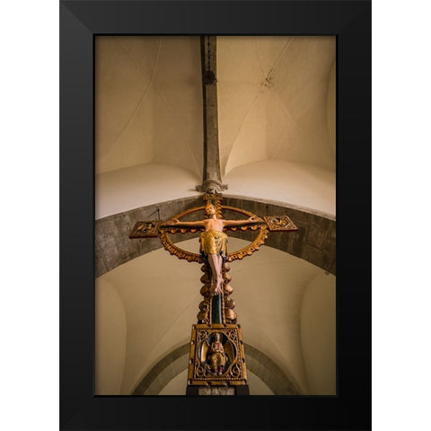 Sweden-Gotland Island-Stanga-Stanga church-interior crucifix Black Modern Wood Framed Art Print by Bibikow, Walter