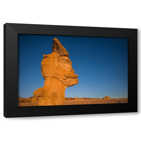 Sweden-Faro Island-Langhammars Area-Langhammar coastal limestone rauk rock-sunset Black Modern Wood Framed Art Print by Bibikow, Walter
