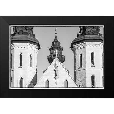 Sweden-Gotland Island-Visby-Visby Cathedral-12th century-exterior Black Modern Wood Framed Art Print by Bibikow, Walter