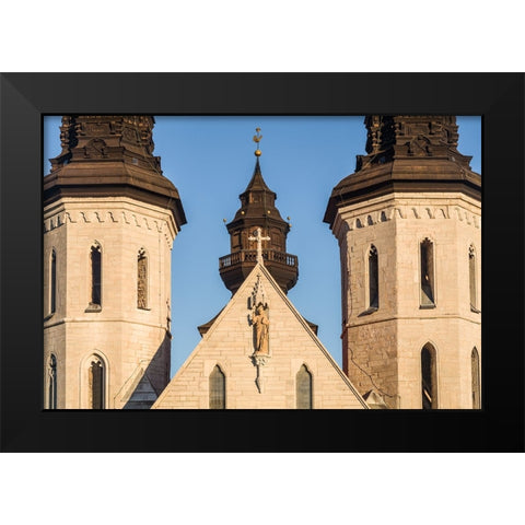 Sweden-Gotland Island-Visby-Visby Cathedral-12th century-exterior Black Modern Wood Framed Art Print by Bibikow, Walter