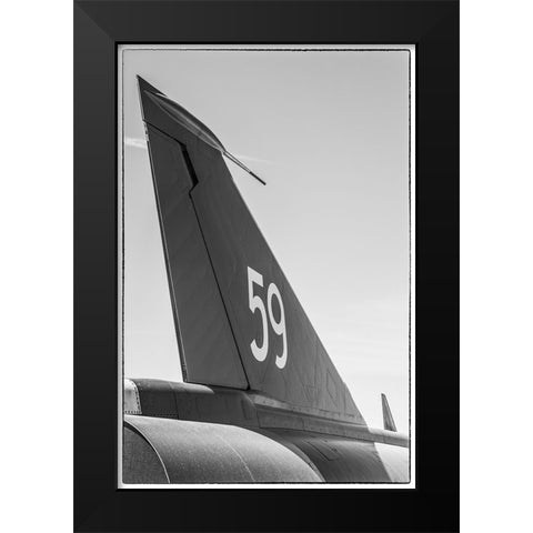 Sweden-Southeastern Sweden-Nykoping-F11 reconnaissance aircraft-F11 Museum-tail fin Black Modern Wood Framed Art Print by Bibikow, Walter