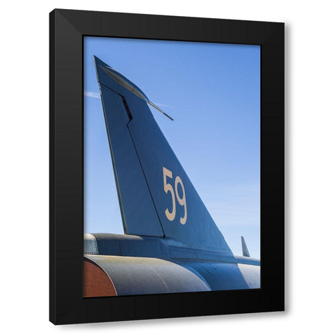 Sweden-Southeastern Sweden-Nykoping-F11 reconnaissance aircraft-F11 Museum-tail fin Black Modern Wood Framed Art Print with Double Matting by Bibikow, Walter