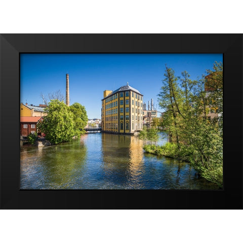 Sweden-Norrkoping-early Swedish industrial town-Arbetets Museum-Museum of Work in former early 20th Black Modern Wood Framed Art Print by Bibikow, Walter