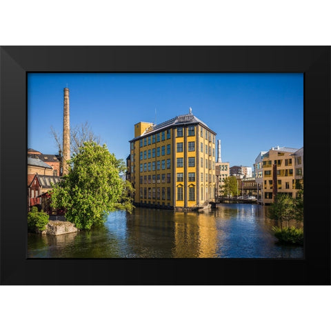 Sweden-Norrkoping-early Swedish industrial town-Arbetets Museum-Museum of Work in former early 20th Black Modern Wood Framed Art Print by Bibikow, Walter