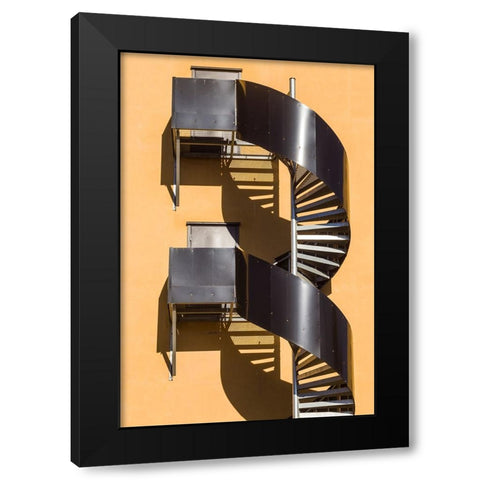 Sweden-Norrkoping-early Swedish industrial town-circular staircase Black Modern Wood Framed Art Print with Double Matting by Bibikow, Walter