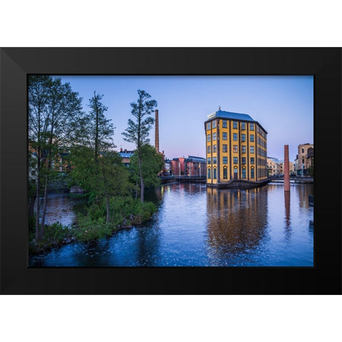 Sweden-Norrkoping-early Swedish industrial town-Arbetets Museum-Museum of Work in former early 20th Black Modern Wood Framed Art Print by Bibikow, Walter