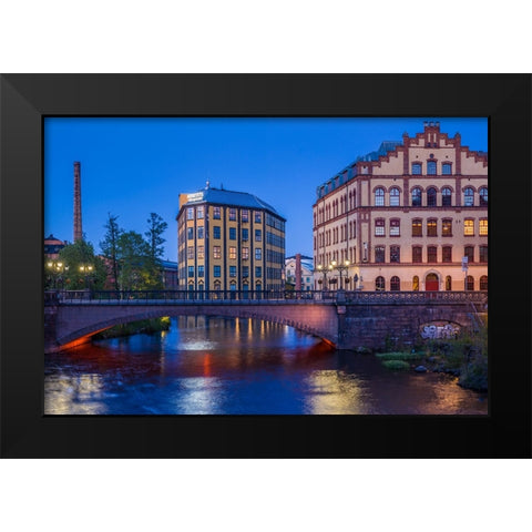 Sweden-Norrkoping-early Swedish industrial town-Arbetets Museum-Museum of Work in former early 20th Black Modern Wood Framed Art Print by Bibikow, Walter