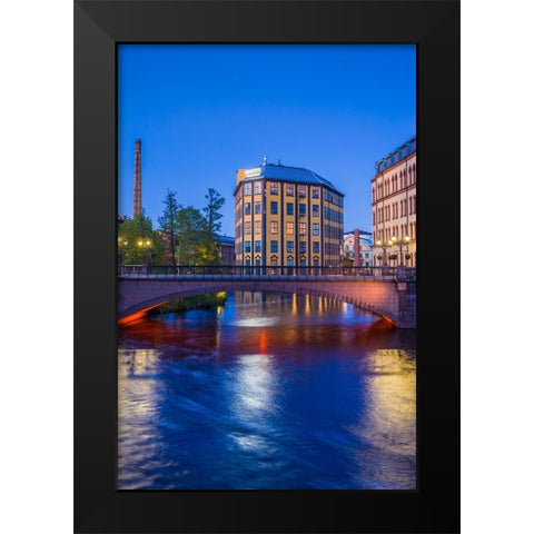 Sweden-Norrkoping-early Swedish industrial town-Arbetets Museum-Museum of Work in former early 20th Black Modern Wood Framed Art Print by Bibikow, Walter