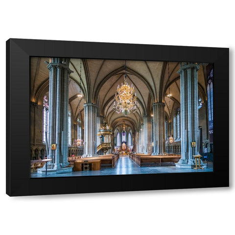 Sweden-Linkoping-Linkoping domkyrka cathedral-interior Black Modern Wood Framed Art Print by Bibikow, Walter
