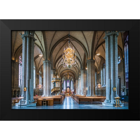Sweden-Linkoping-Linkoping domkyrka cathedral-interior Black Modern Wood Framed Art Print by Bibikow, Walter