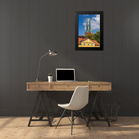 Sweden-Vaxjo-Vaxjo church-exterior Black Modern Wood Framed Art Print by Bibikow, Walter