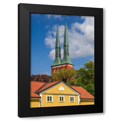 Sweden-Vaxjo-Vaxjo church-exterior Black Modern Wood Framed Art Print by Bibikow, Walter
