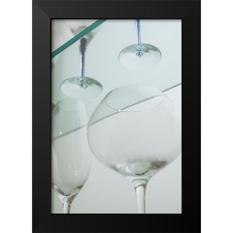 Sweden-Glasriket-Kingdom of Glass area-Vaxjo-display of locally produced glassware Black Modern Wood Framed Art Print by Bibikow, Walter