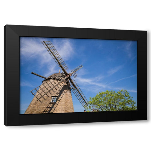 Sweden-Oland Island-Strandskogen-antique wooden windmill Black Modern Wood Framed Art Print by Bibikow, Walter