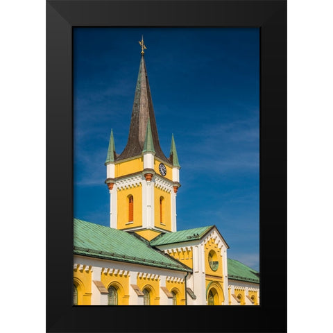 Sweden-Oland Island-Borgholm-town church Black Modern Wood Framed Art Print by Bibikow, Walter
