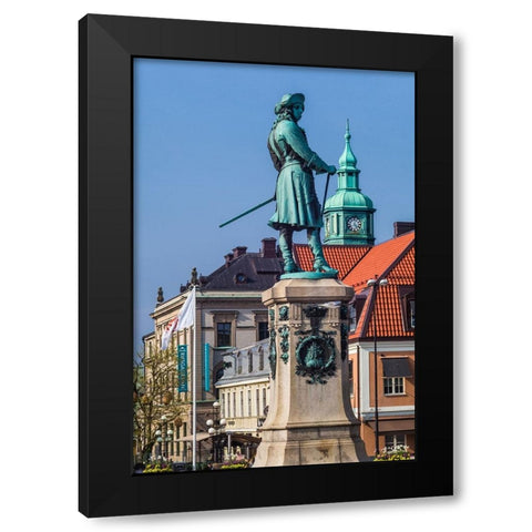 Southern Sweden-Karlskrona-Stortorget Square-town buildings Black Modern Wood Framed Art Print by Bibikow, Walter