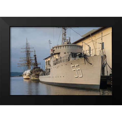 Southern Sweden-Karlskrona-Marinmuseum-marine museum-naval vessels Black Modern Wood Framed Art Print by Bibikow, Walter