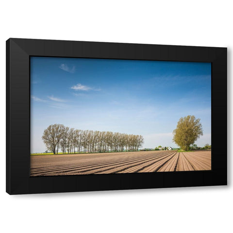 Southern Sweden-Kaseberga-plowed field-springtime Black Modern Wood Framed Art Print with Double Matting by Bibikow, Walter