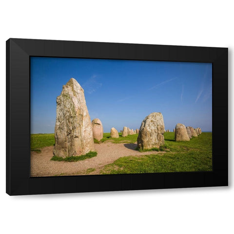 Southern Sweden-Kaseberga-Ales Stenar-Ales Stones-early peoples ritual site-600 AD Black Modern Wood Framed Art Print with Double Matting by Bibikow, Walter