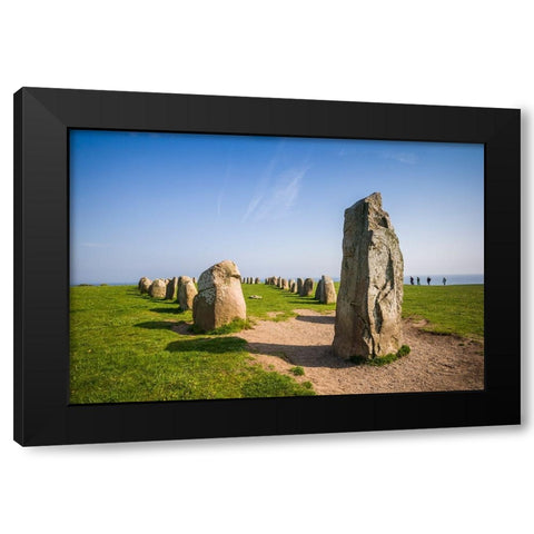 Southern Sweden-Kaseberga-Ales Stenar-Ales Stones-early peoples ritual site-600 AD Black Modern Wood Framed Art Print by Bibikow, Walter