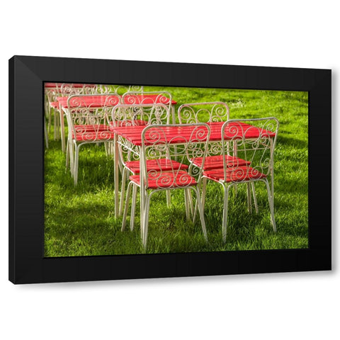 Southern Sweden-Ystad-cafe tables Black Modern Wood Framed Art Print by Bibikow, Walter