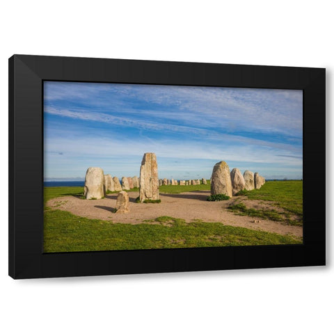 Southern Sweden-Kaseberga-Ales Stenar-Ales Stones-early peoples ritual site-600 AD Black Modern Wood Framed Art Print by Bibikow, Walter