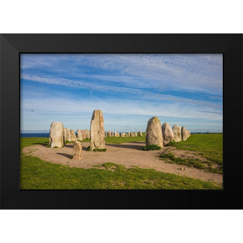 Southern Sweden-Kaseberga-Ales Stenar-Ales Stones-early peoples ritual site-600 AD Black Modern Wood Framed Art Print by Bibikow, Walter