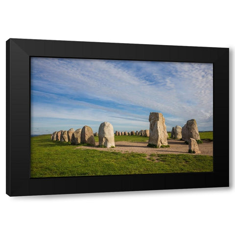 Southern Sweden-Kaseberga-Ales Stenar-Ales Stones-early peoples ritual site-600 AD Black Modern Wood Framed Art Print with Double Matting by Bibikow, Walter