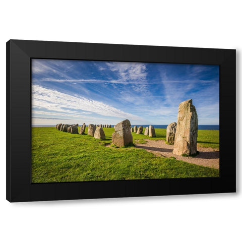 Southern Sweden-Kaseberga-Ales Stenar-Ales Stones-early peoples ritual site-600 AD Black Modern Wood Framed Art Print with Double Matting by Bibikow, Walter