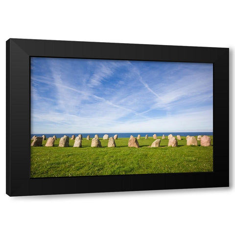 Southern Sweden-Kaseberga-Ales Stenar-Ales Stones-early peoples ritual site-600 AD Black Modern Wood Framed Art Print with Double Matting by Bibikow, Walter