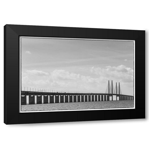 Sweden-Scania-Malmo-Oresund Bridge-longest cable-tied bridge in Europe-linking Sweden and Denmark Black Modern Wood Framed Art Print with Double Matting by Bibikow, Walter