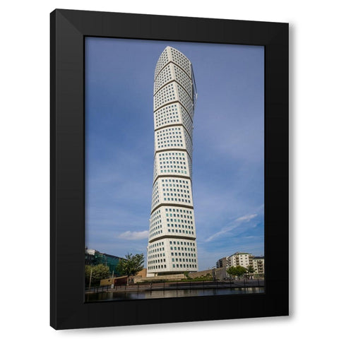 Sweden-Scania-Malmo-Turning Torso building-designed by architect Santiago Calatrava-2005 Black Modern Wood Framed Art Print with Double Matting by Bibikow, Walter
