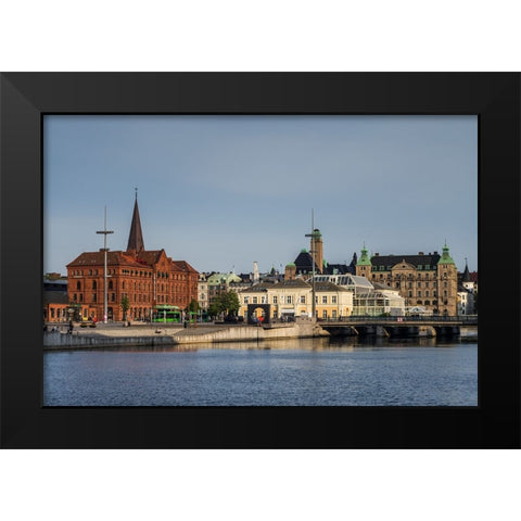 Sweden-Scania-Malmo-Inre Hamnen inner harbor Black Modern Wood Framed Art Print by Bibikow, Walter