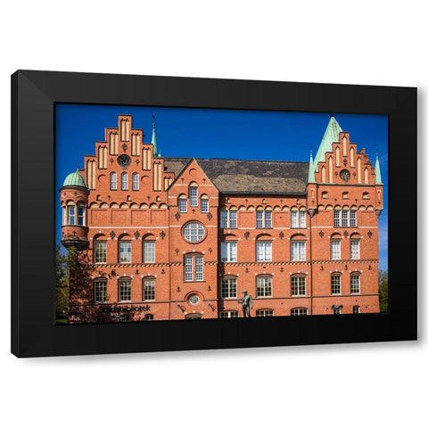 Sweden-Scania-Malmo-City Library-old building exterior Black Modern Wood Framed Art Print by Bibikow, Walter