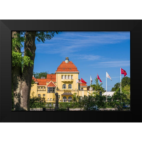 Sweden-Scania-Malmo-Kungsparken park-Casino-exterior Black Modern Wood Framed Art Print by Bibikow, Walter