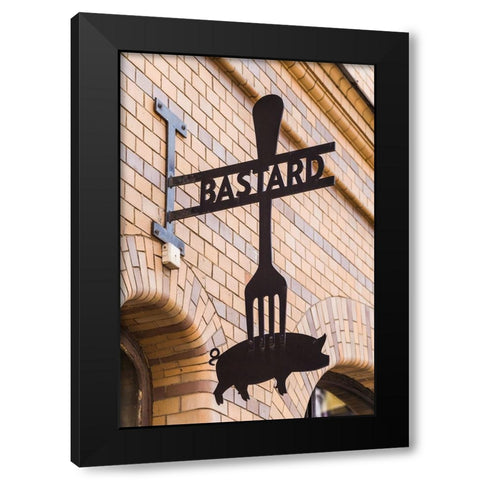 Sweden-Scania-Malmo-Lilla Torg square area-sign for the Bastard Restaurant Black Modern Wood Framed Art Print with Double Matting by Bibikow, Walter