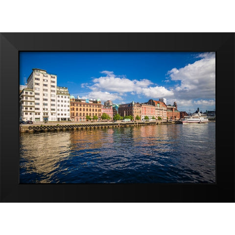 Sweden-Scania-Malmo-Inre Hamnen inner harbor Black Modern Wood Framed Art Print by Bibikow, Walter