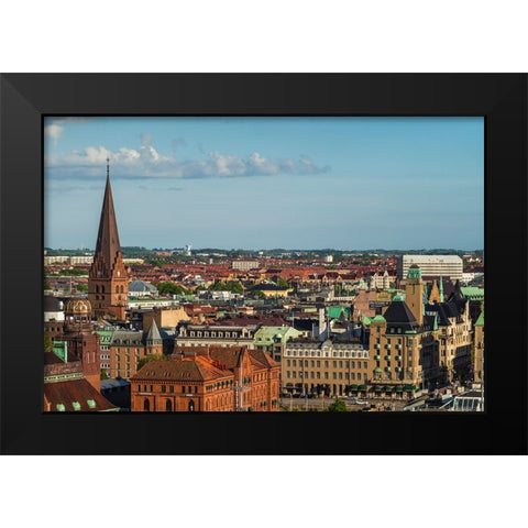 Sweden-Scania-Malmo-Inre Hamnen inner harbor-elevated skyline view Black Modern Wood Framed Art Print by Bibikow, Walter