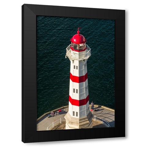 Sweden-Scania-Malmo-Inre Hamnen inner harbor-lighthouse-high angle view Black Modern Wood Framed Art Print with Double Matting by Bibikow, Walter