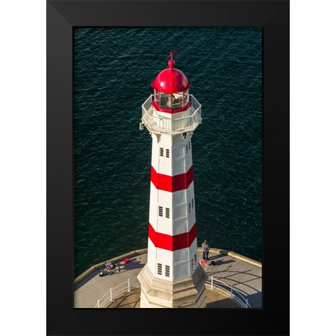 Sweden-Scania-Malmo-Inre Hamnen inner harbor-lighthouse-high angle view Black Modern Wood Framed Art Print by Bibikow, Walter