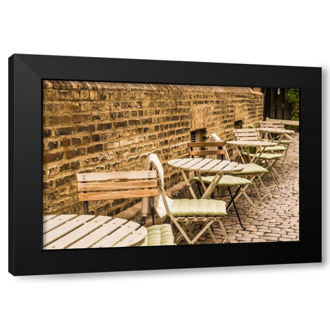 Sweden-Vastragotland and Bohuslan-Gothenburg-Haga neighborhood-outdoor cafe Black Modern Wood Framed Art Print with Double Matting by Bibikow, Walter