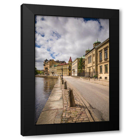 Sweden-Vastragotland and Bohuslan-Gothenburg-Stora Nygatan street Black Modern Wood Framed Art Print by Bibikow, Walter