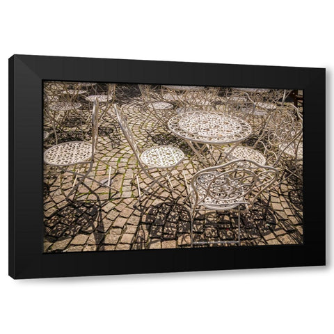 Sweden-Vastragotland and Bohuslan-Gothenburg-outdoor table and chairs Black Modern Wood Framed Art Print with Double Matting by Bibikow, Walter
